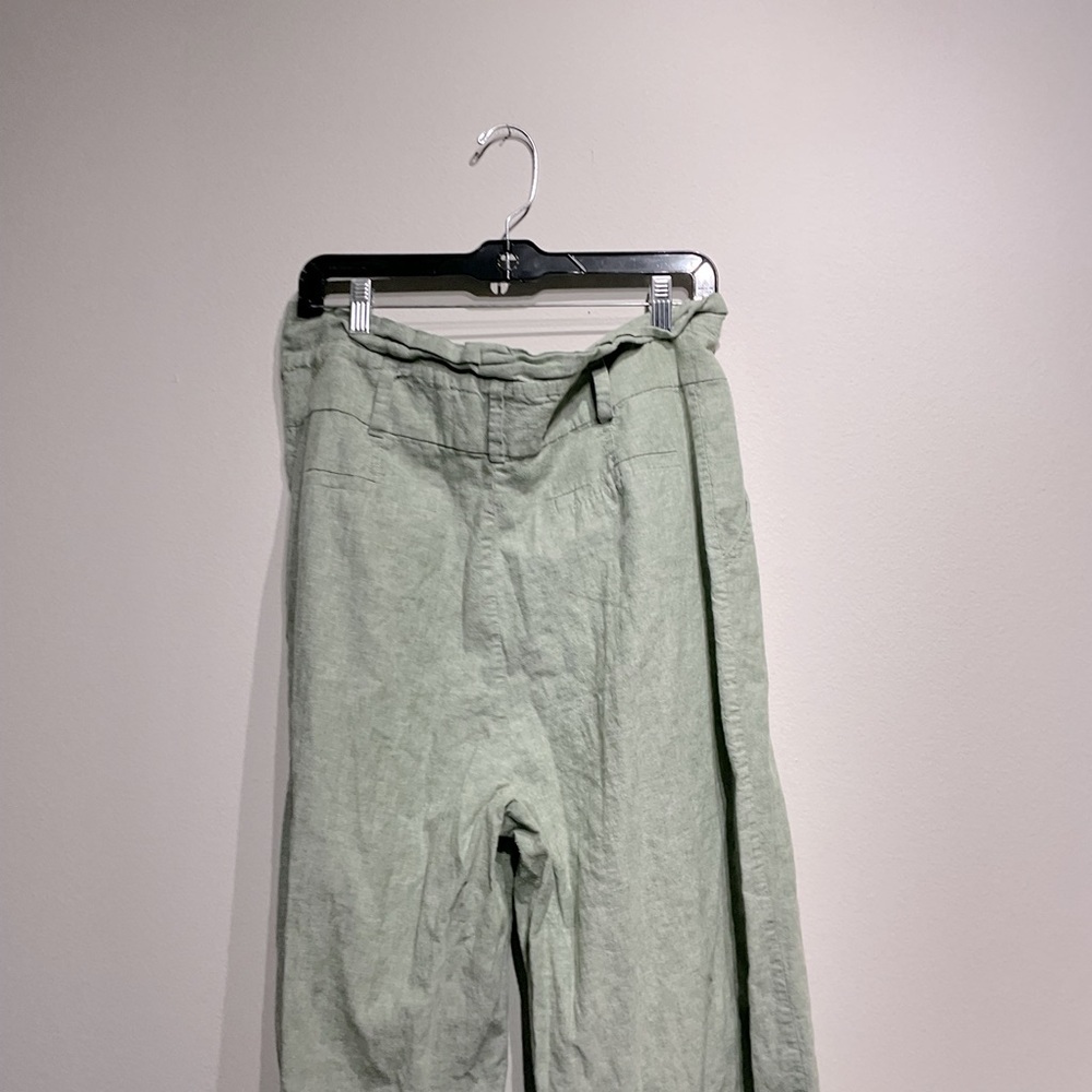 INC Linen Blend Size 14 Wide Leg Ankle Pants Flowy Beachy with Belt Same Color - Picture 7 of 10